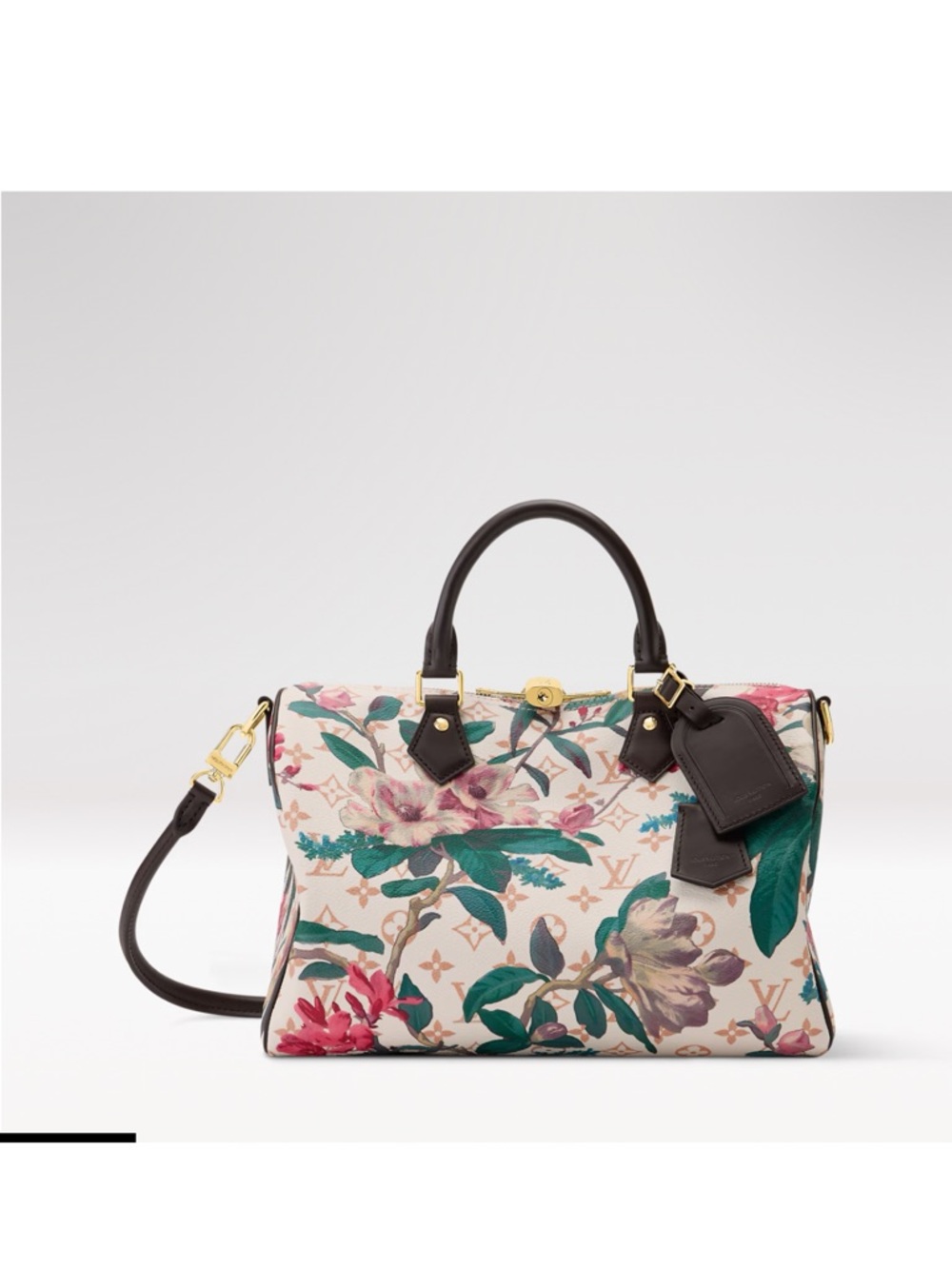 NWT...Louis Vuitton  Soft Speedy 30 Eden White with Green and Pink Accents